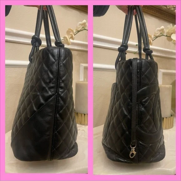 ❤️TRADED❤️Chanel Black cambon shopper tote pink silver dyed painted - Picture 3 of 13
